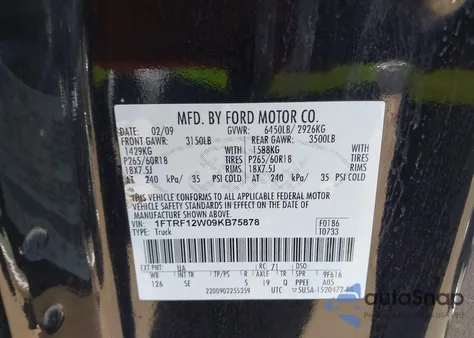 2009 Ford F-150 Stx/Xl/Xlt from USA, damaged, VIN 1FTRF12W09KB75878